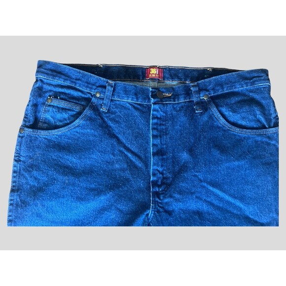 Wrangler Jeans Men’s 38x30 36MWZ Cowboy Cut Slim Fit Dark Wash Denim Pants - Picture 3 of 5